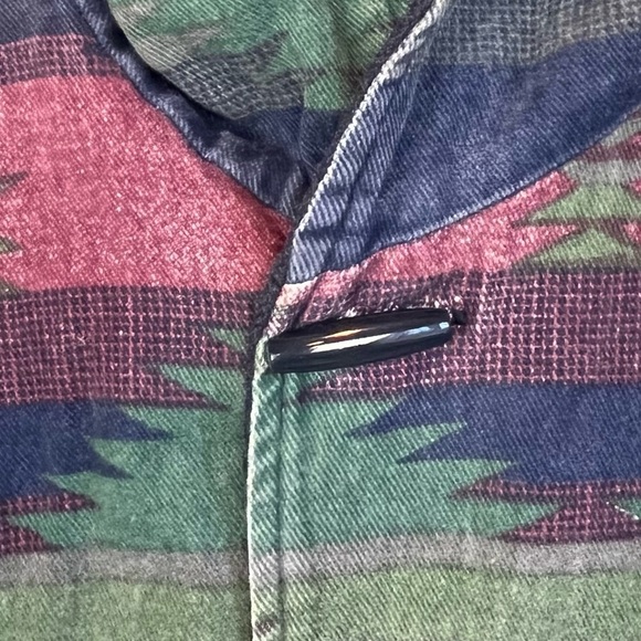 Vintage Southwestern Aztec Pattern Reverible Mens Hooded Wool Coat Jacket Large - Picture 3 of 16